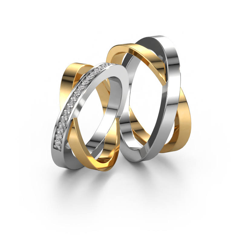 Image of Wedding rings set WHR0079LM ±0.39x0.09in 14 Carat white gold Diamond 0.008 crt