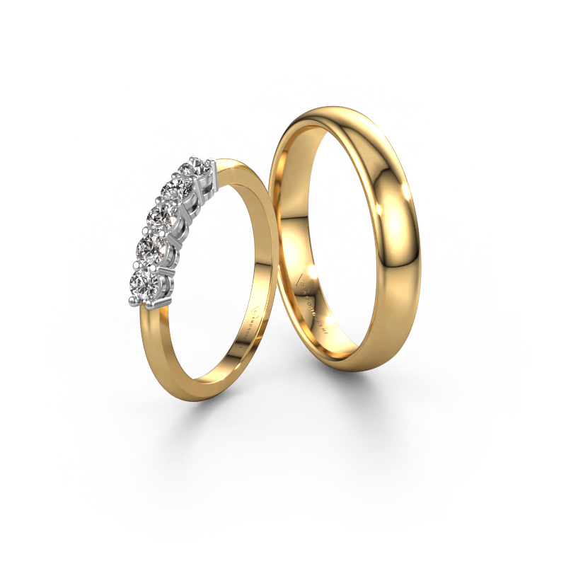 Image of Wedding rings set WHR0174LM34AP ±0.16x0.07 in 14 Carat gold Lab grown diamond 0.10 crt