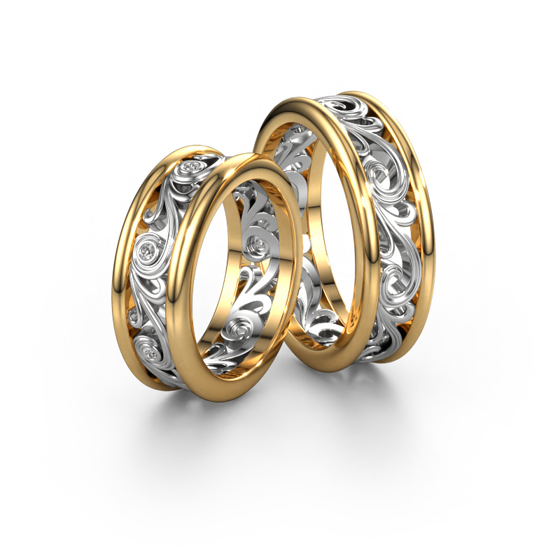 Image of Wedding rings set WHR0240LM ±0.28x0.08 in 14 Carat gold Diamond 0.01 crt