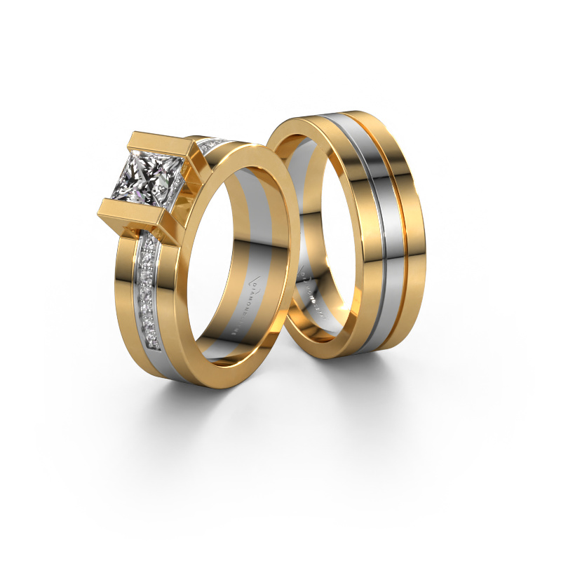 Bild von Trauringe set WHR0357LM16AP ±6x2 mm 14 Karat Gold Diamant 0.80 crt