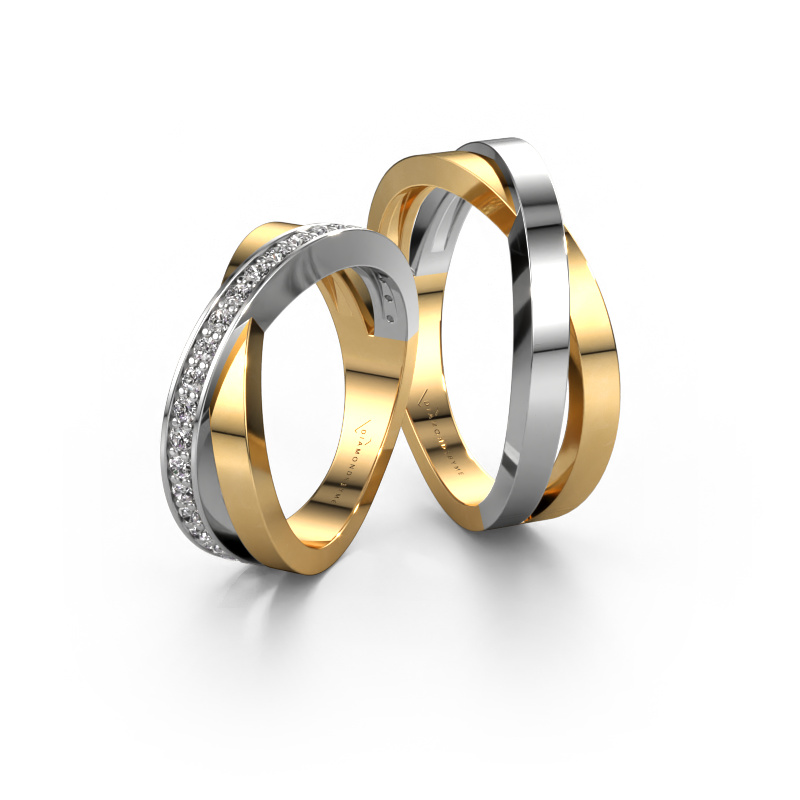 Bild von Trauringe set WHR0360LM ±6x2.8 mm 14 Karat Gold Diamant 0.015 crt