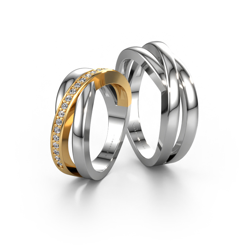 Image of Wedding rings set WHR0361LM ±0.28x0.11in 14 Carat white gold Diamond 0.01 crt