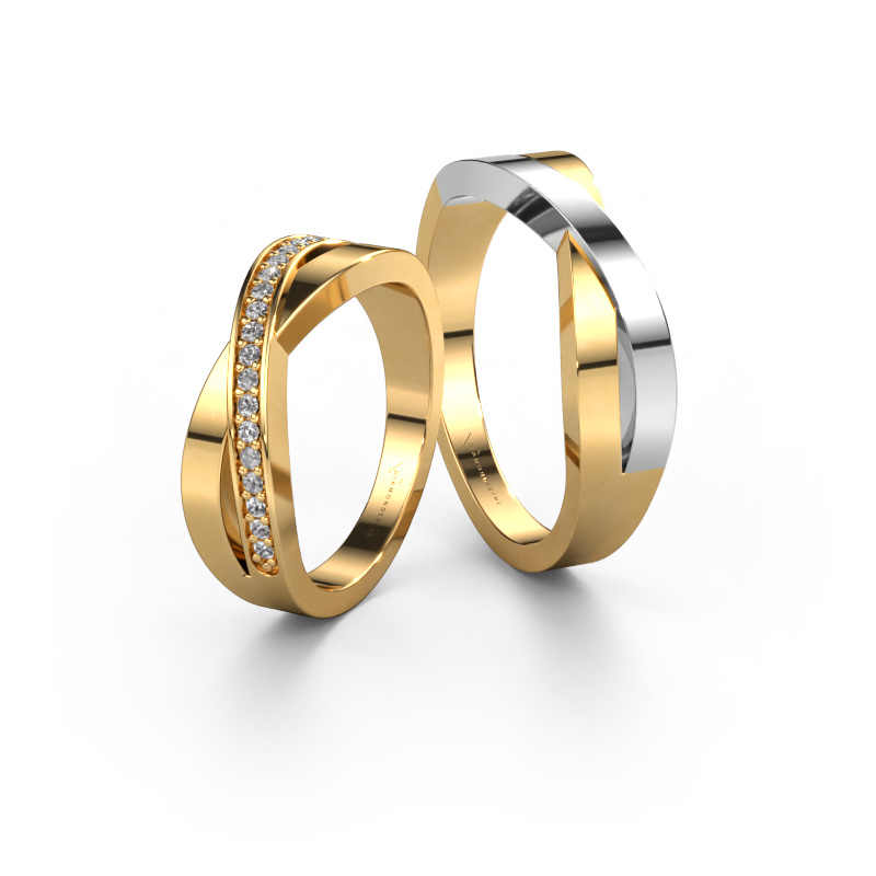 Bild von Eheringe set WHR0395LM ±6x2.4 mm 14 Karat Gold Diamant 0.008 crt