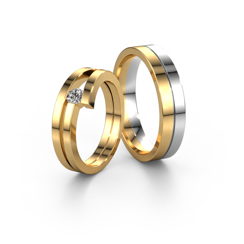 Image of Wedding rings set WHR0396LM15AP ±0.24x0.1in 14 Carat gold Diamond 0.15 crt