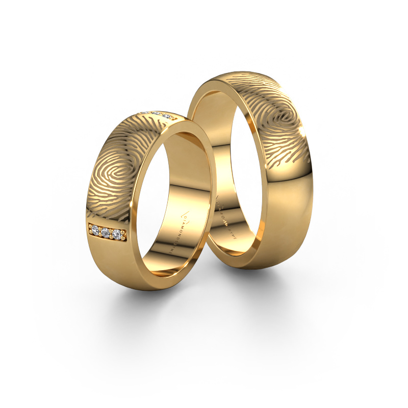 Bild von Eheringe set WHR0421LM ±6x2 mm 14 Karat Gold Diamant 0.008 crt