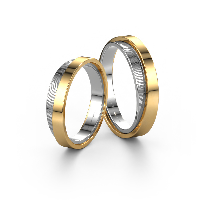 Image of Wedding rings set WHR0426LM ±0.20x0.08 in 14 Carat gold