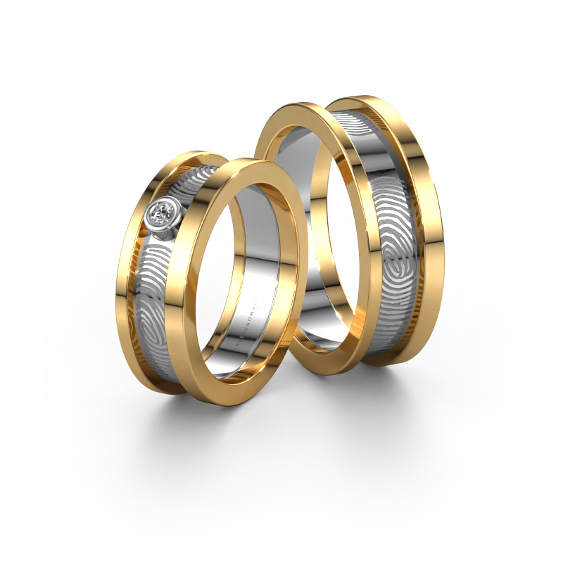 Bild von Trauringe set WHR0427LM ±6x2 mm 14 Karat Gold Diamant 0.03 crt