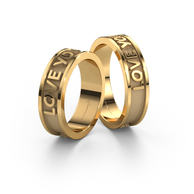 Image of Wedding rings set WHR0434LM ±0.24x0.08 in 14 Carat gold