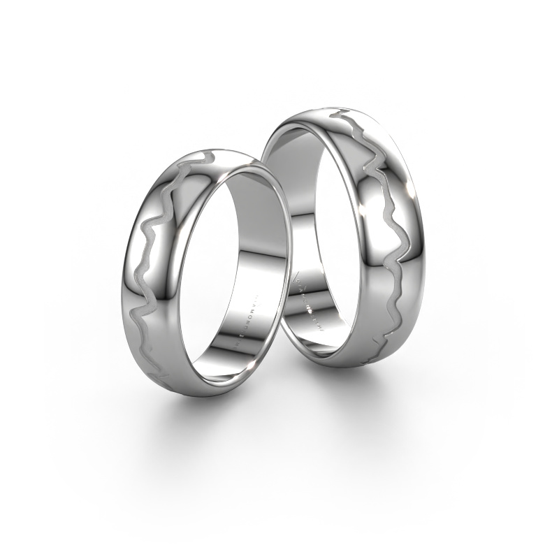 Image of Wedding rings set WHR0441LM ±0.20x0.06 in 14 Carat white gold