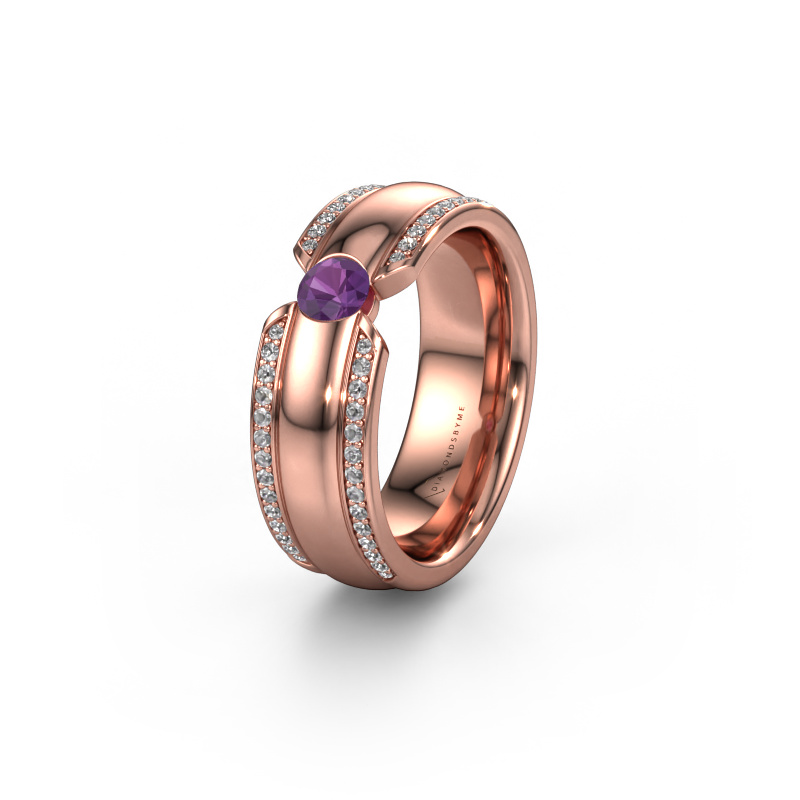 Image of Wedding ring WHR0575L 585 rose gold ±7x2 mm Amethyst