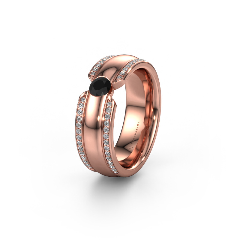 Bild von Ehering WHR0575L 585 Roségold ±7x2 mm Schwarz Diamant