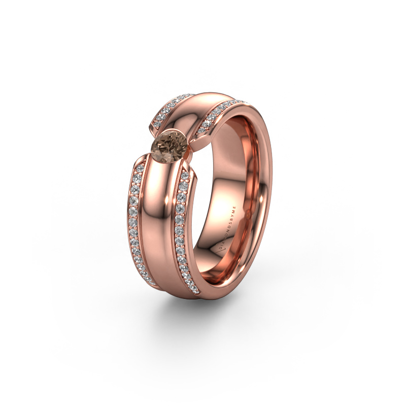 Image of Wedding ring WHR0575L 585 rose gold ±0.28x0.08 in Brown diamond