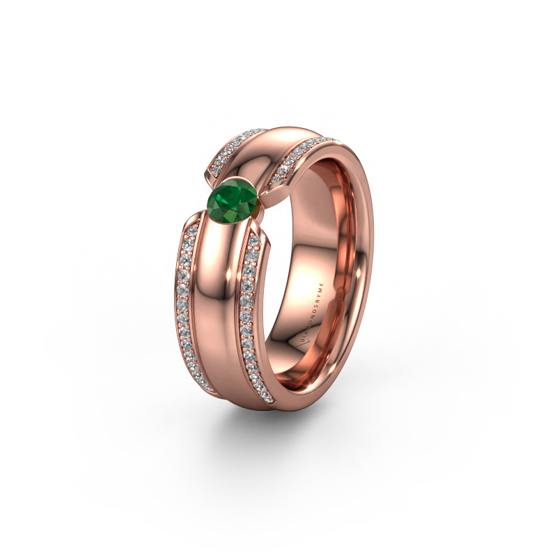 Image of Wedding ring WHR0575L 585 rose gold ±0.28x0.08 in Emerald