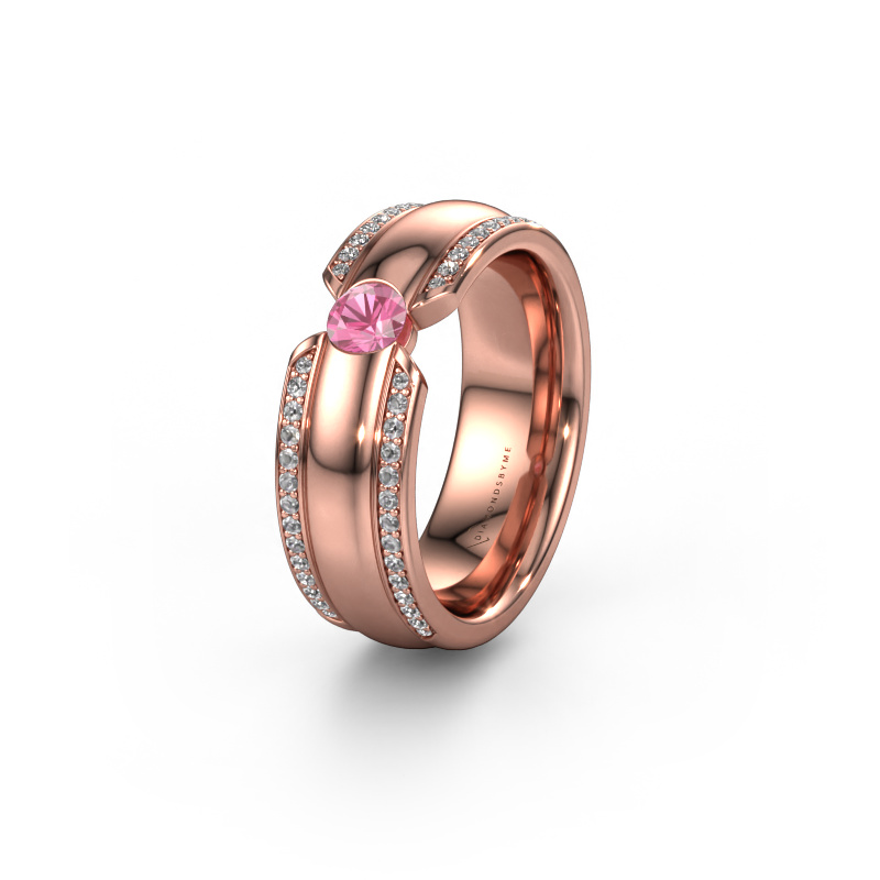 Image of Wedding ring WHR0575L 585 rose gold ±0.28x0.08 in Pink sapphire