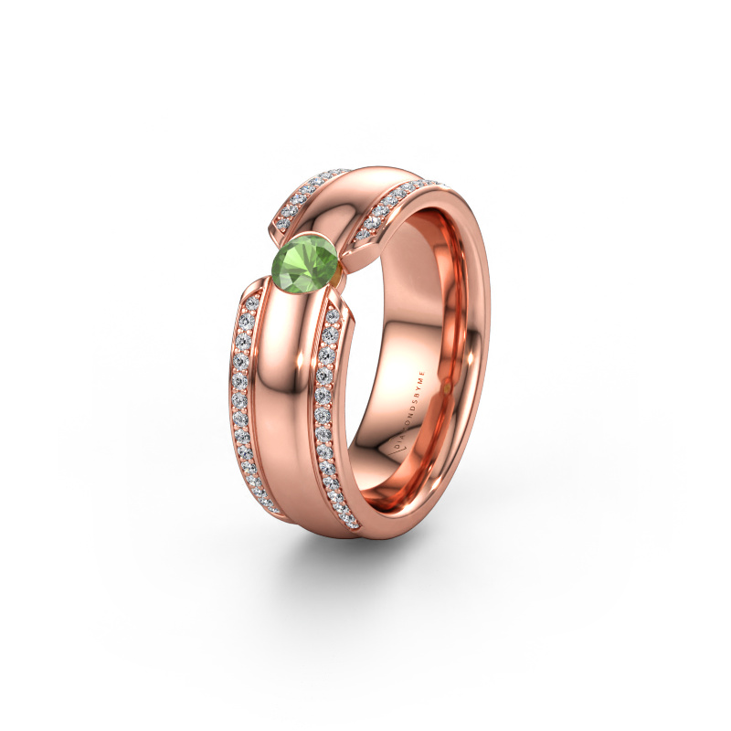 Immagine di Fede nuziale WHR0575L 585 oro rosa ±7 x 2 mm Tormalina verde