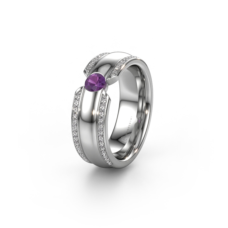 Image of Wedding ring WHR0575L 585 white gold ±0.28x0.08 in Amethyst