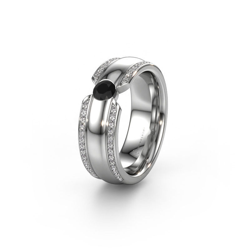 Image of Wedding ring WHR0575L 950 platinum ±0.28x0.08 in Black diamond
