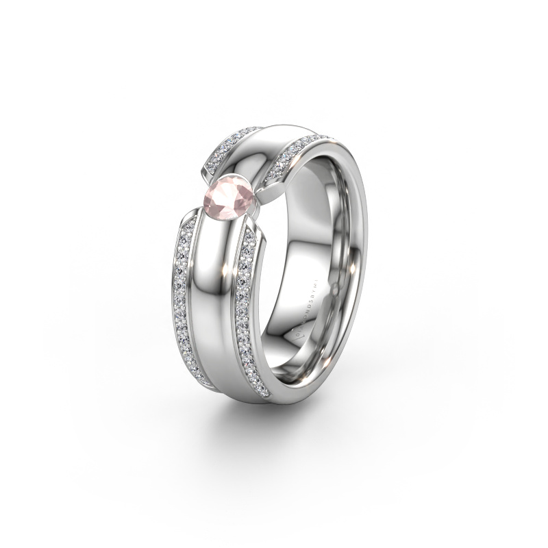 Immagine di Fede nuziale WHR0575L 585 oro bianco ±7 x 2 mm Morganite champagne