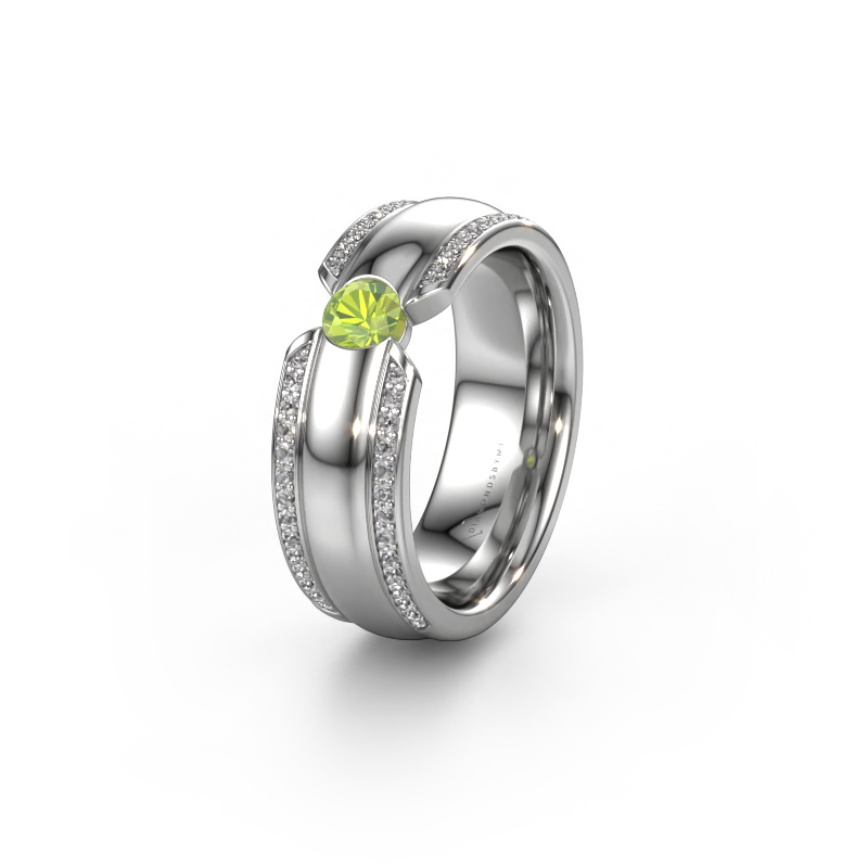 Image of Wedding ring WHR0575L 950 platinum ±0.28x0.08 in Peridot