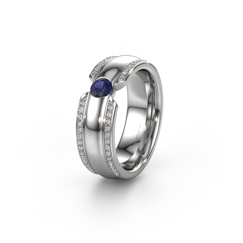 Image of Wedding ring WHR0575L 585 white gold ±0.28x0.08 in Sapphire