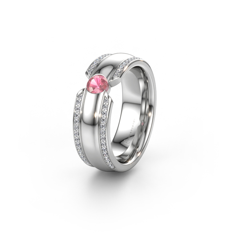 Immagine di Fede nuziale WHR0575L 950 platino ±7 x 2 mm Tormalina rosa