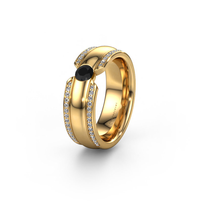Bild von Ehering WHR0575L 585 Gold ±7x2 mm Schwarz Diamant