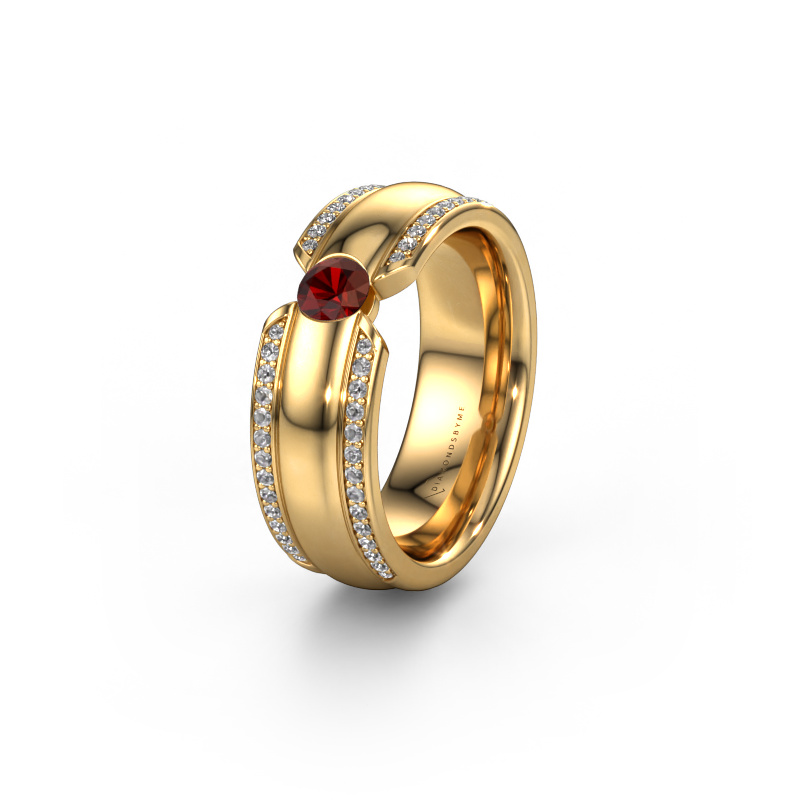 Image of Wedding ring WHR0575L 585 gold ±0.28x0.08 in Garnet