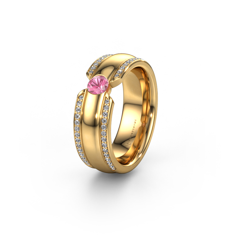 Image of Wedding ring WHR0575L 585 gold ±0.28x0.08 in Pink sapphire