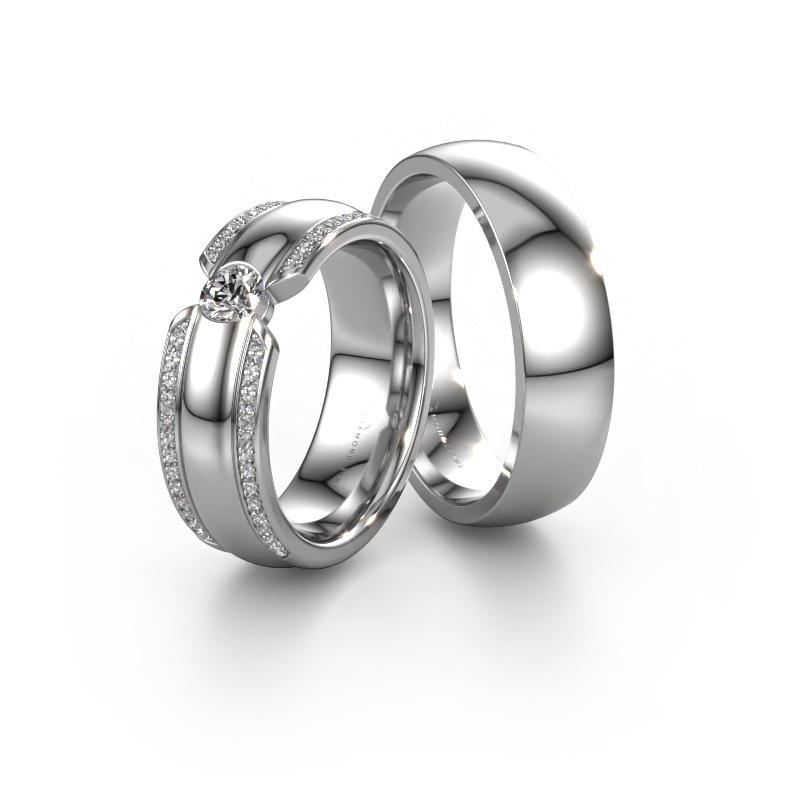 Image of Wedding rings set WHR0575LM ±0.28x0.09in 14 Carat white gold Diamond 0.25 crt