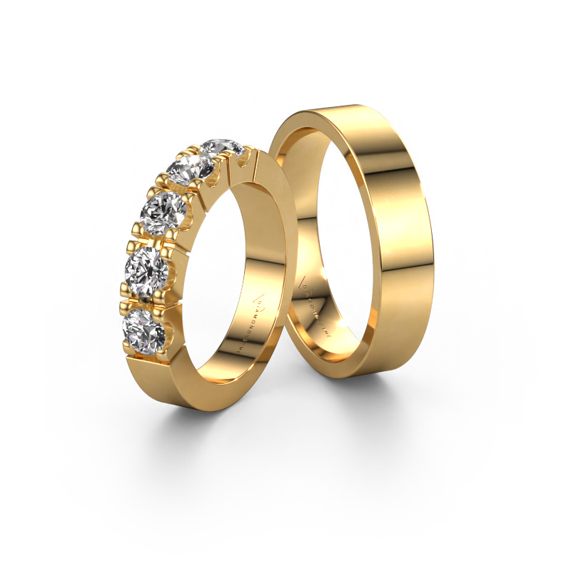 Bild von Eheringe set WHR1615LM15AP ±5x2 mm 14 Karat Gold Diamant 0.25 crt