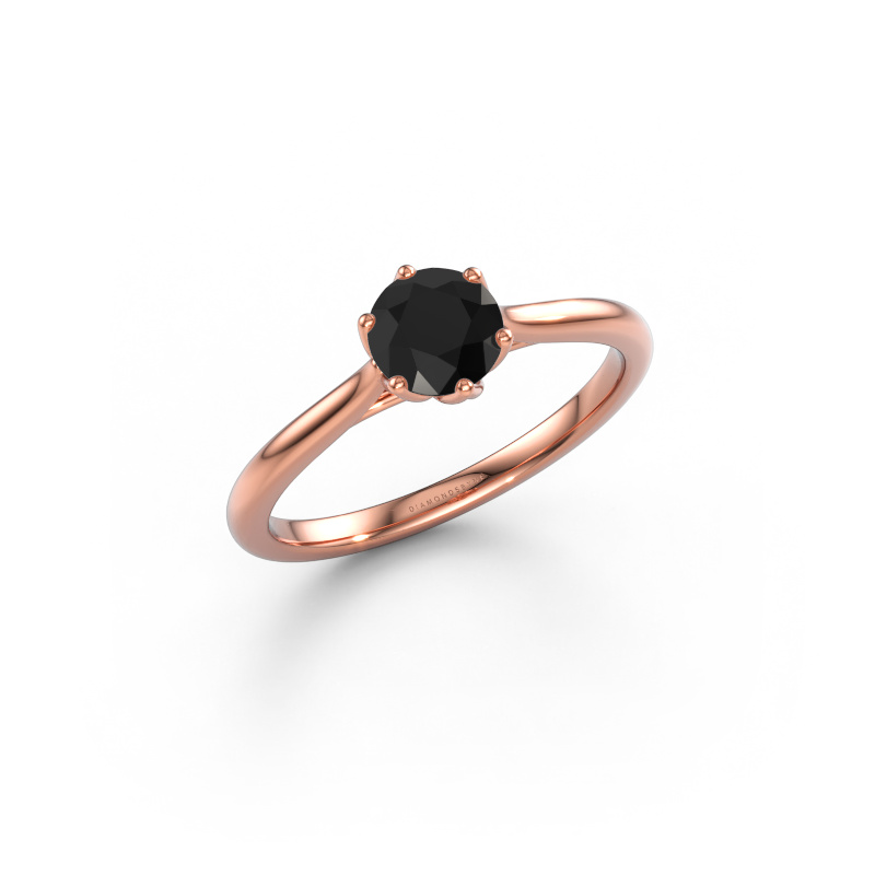 Image of Engagement ring Winona RND 585 rose gold Black diamond 0.60 crt