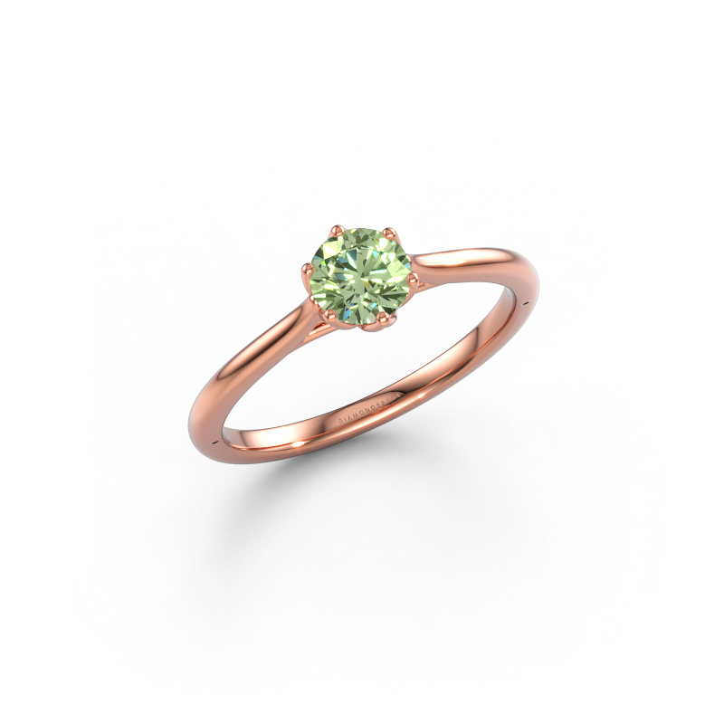 Bild av Förlovningsring Winona RND 585 roséguld Grön labbodlad diamant 5 mm