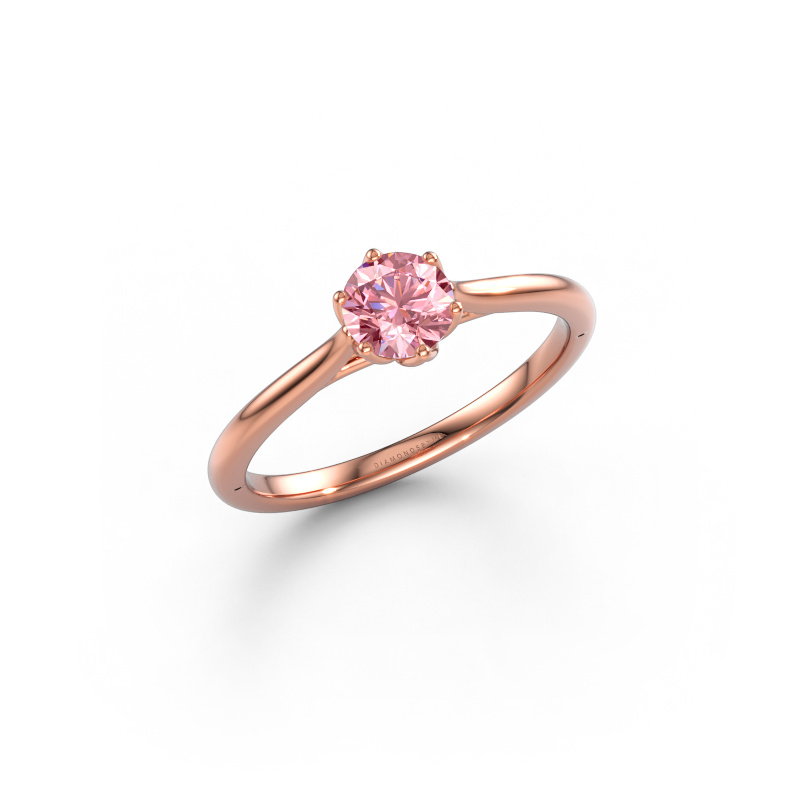 Image of Engagement ring Winona RND 585 rose gold Pink lab grown diamond 5 mm