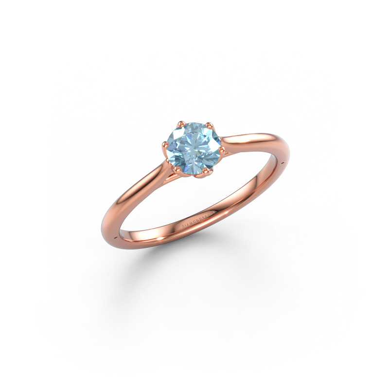 Bild av Förlovningsring Winona RND 585 roséguld Blå labbodlad diamant 5 mm