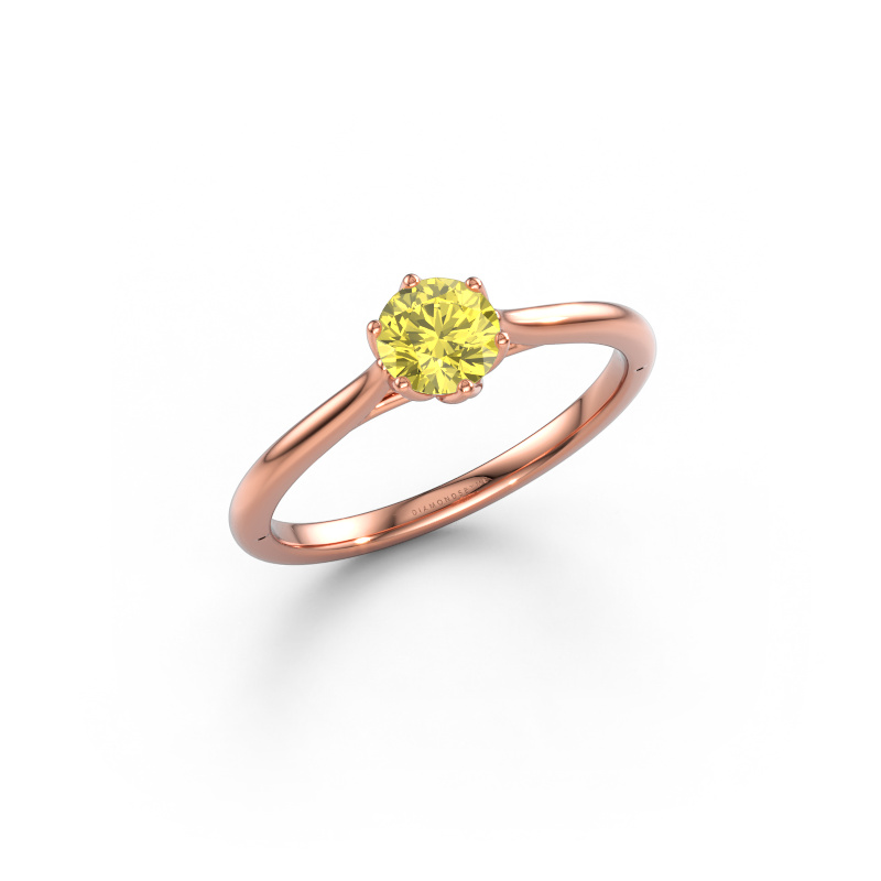 Bild av Förlovningsring Winona RND 585 roséguld Gul labbodlad diamant 5 mm