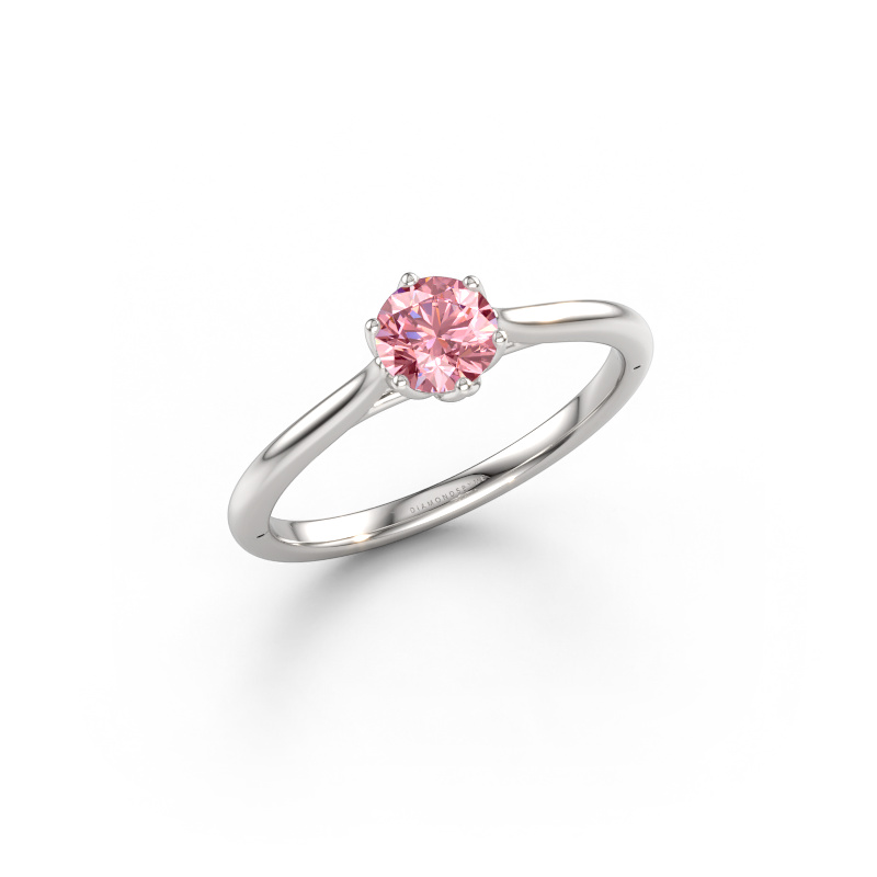 Immagine di Anello di fidanzamento Winona RND 585 oro bianco Diamante lab grown rosa 5 mm