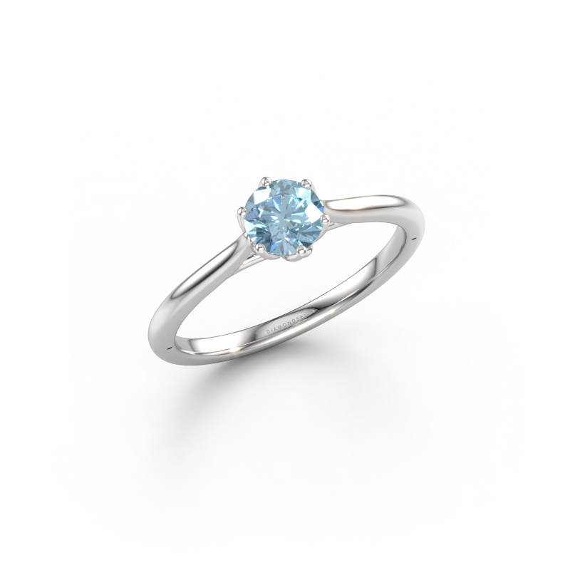 Immagine di Anello di fidanzamento Winona RND 585 oro bianco Diamante lab grown blu 5 mm