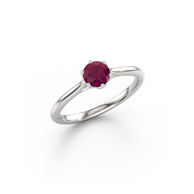 Image of Engagement ring Winona RND 585 white gold Rhodolite 5 mm