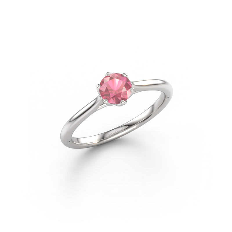 Bild av Förlovningsring Winona RND 585 vitt guld Rosa turmalin 5 mm
