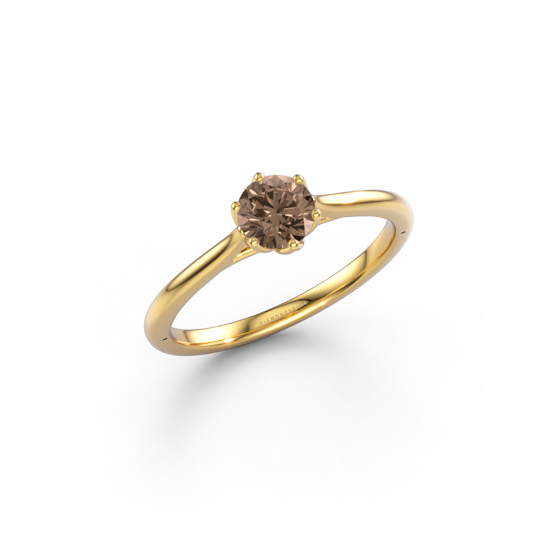 Image of Engagement ring Winona RND 585 gold Brown diamond 0.50 crt