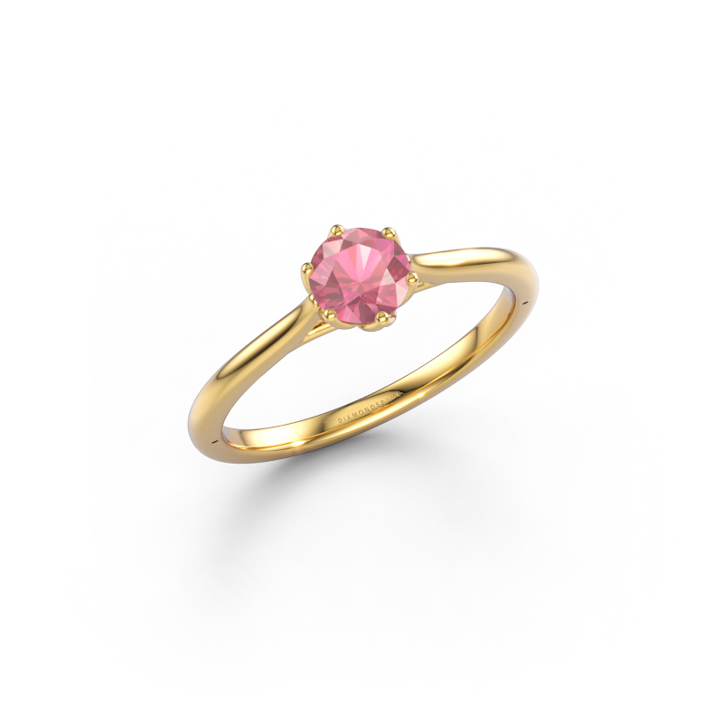 Bild av Förlovningsring Winona RND 585 gult guld Rosa turmalin 5 mm