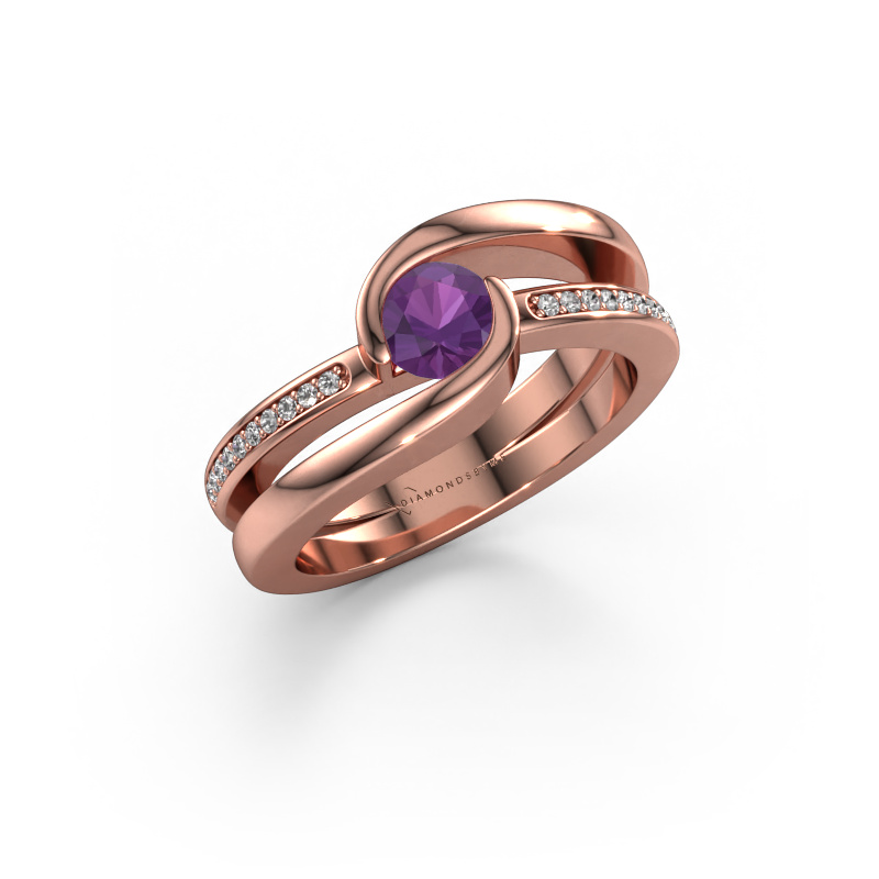 Image of Ring Xenia 2 585 rose gold Amethyst 5 mm