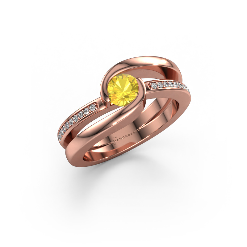 Image of Ring Xenia 2 585 rose gold Yellow sapphire 5 mm