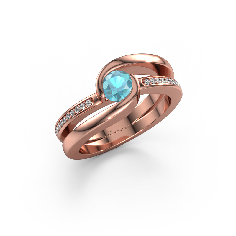 Bild von Ring Xenia 2 585 Roségold Blau Topas 5 mm