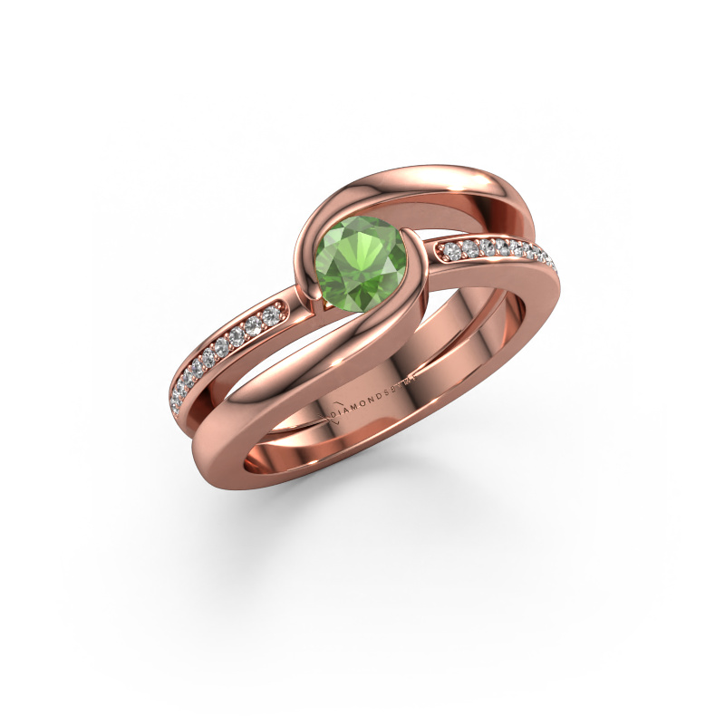 Image de Bague Xenia 2 585 or rose Vert tourmaline 5 mm