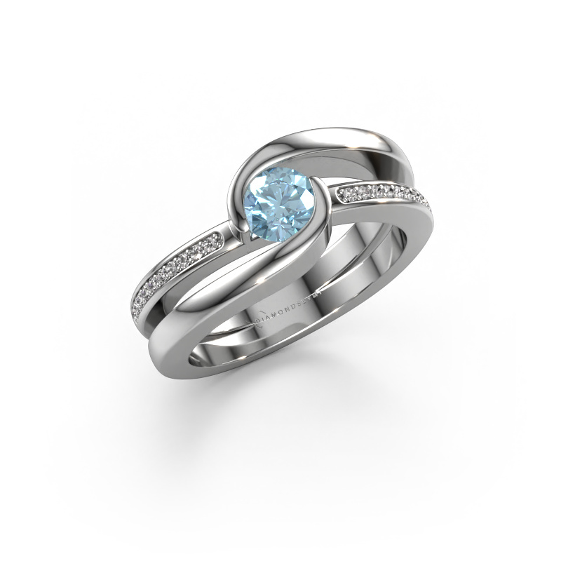 Image of Ring Xenia 2 950 platinum Blue lab grown diamond 5 mm