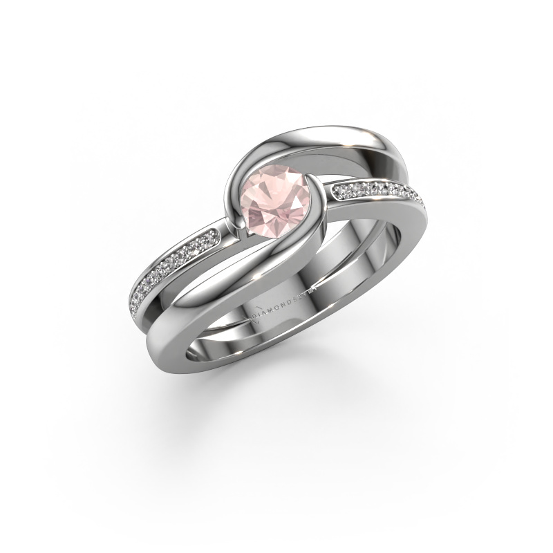 Image of Ring Xenia 2 950 platinum Morganite champagne 5 mm