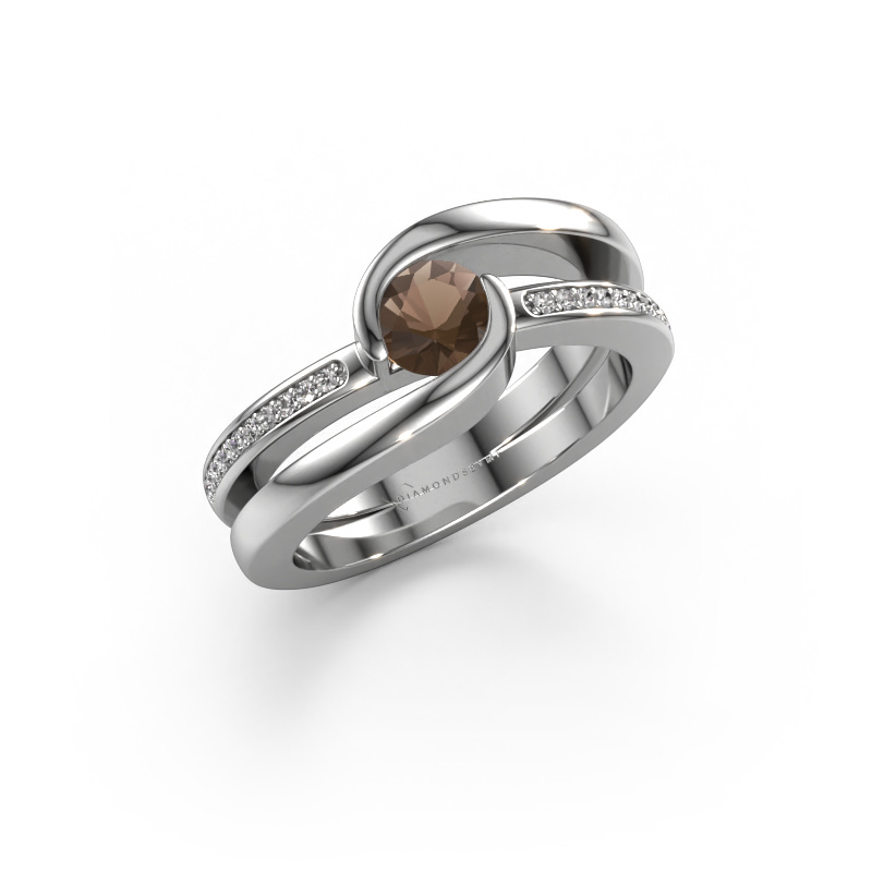 Image of Ring Xenia 2 950 platinum Smokey quartz 5 mm