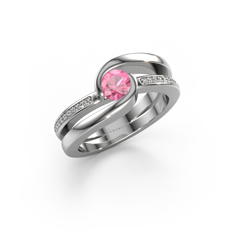 Image of Ring Xenia 2 585 white gold Pink sapphire 5 mm