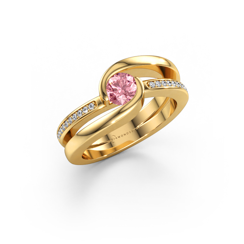 Bild av Ring Xenia 2 585 gult guld Rosa labbodlad diamant 5 mm